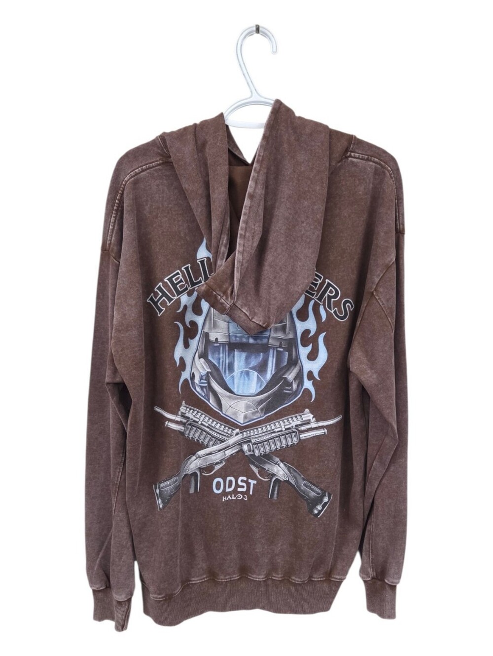 Brown Graphic Pullover xl Halo  Hoodie with ODST Helmet Print